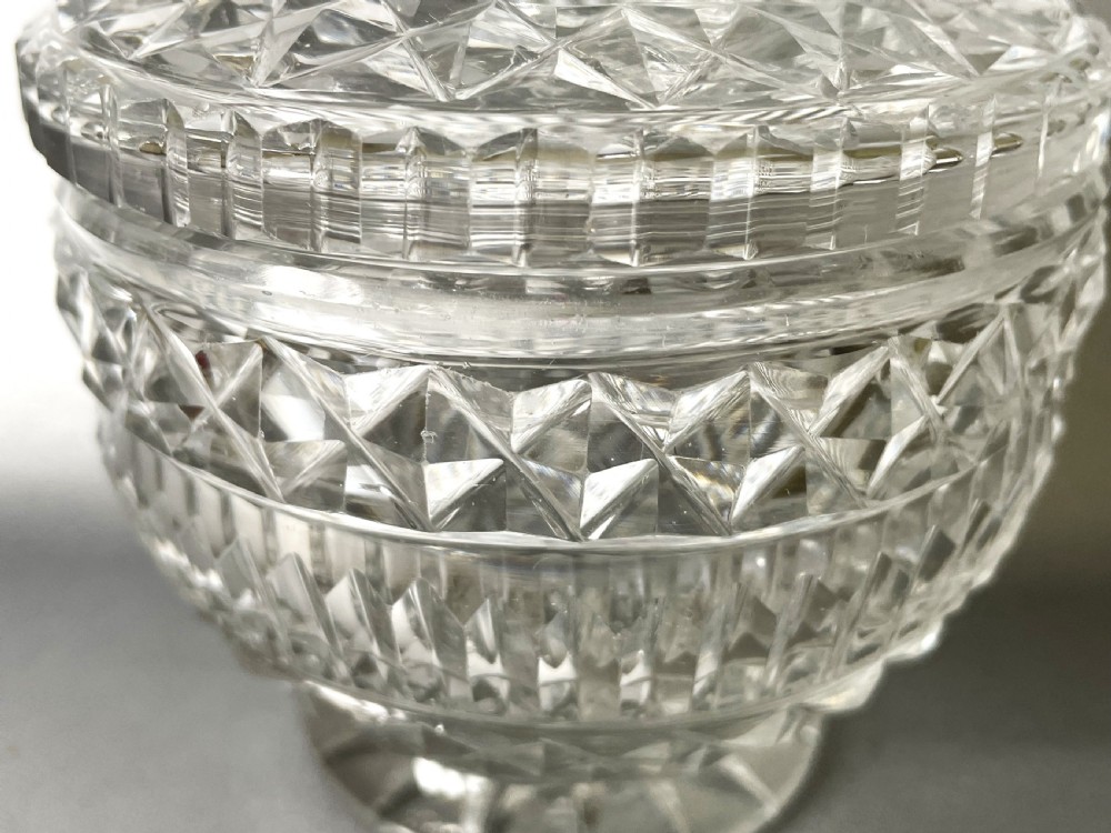 A fabulous Georgian cut glass preserve jar & silver spoon View IV