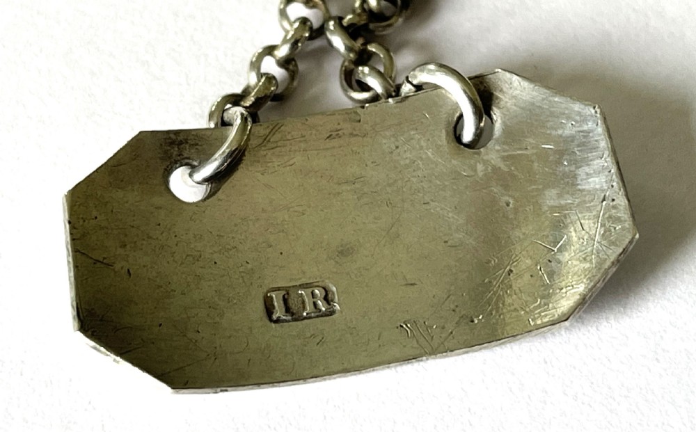 A fine Georgian silver 'Soy' bottle ticket View V
