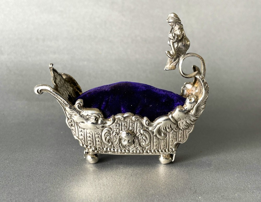 A Victorian silver novelty sledge pin cushion View III