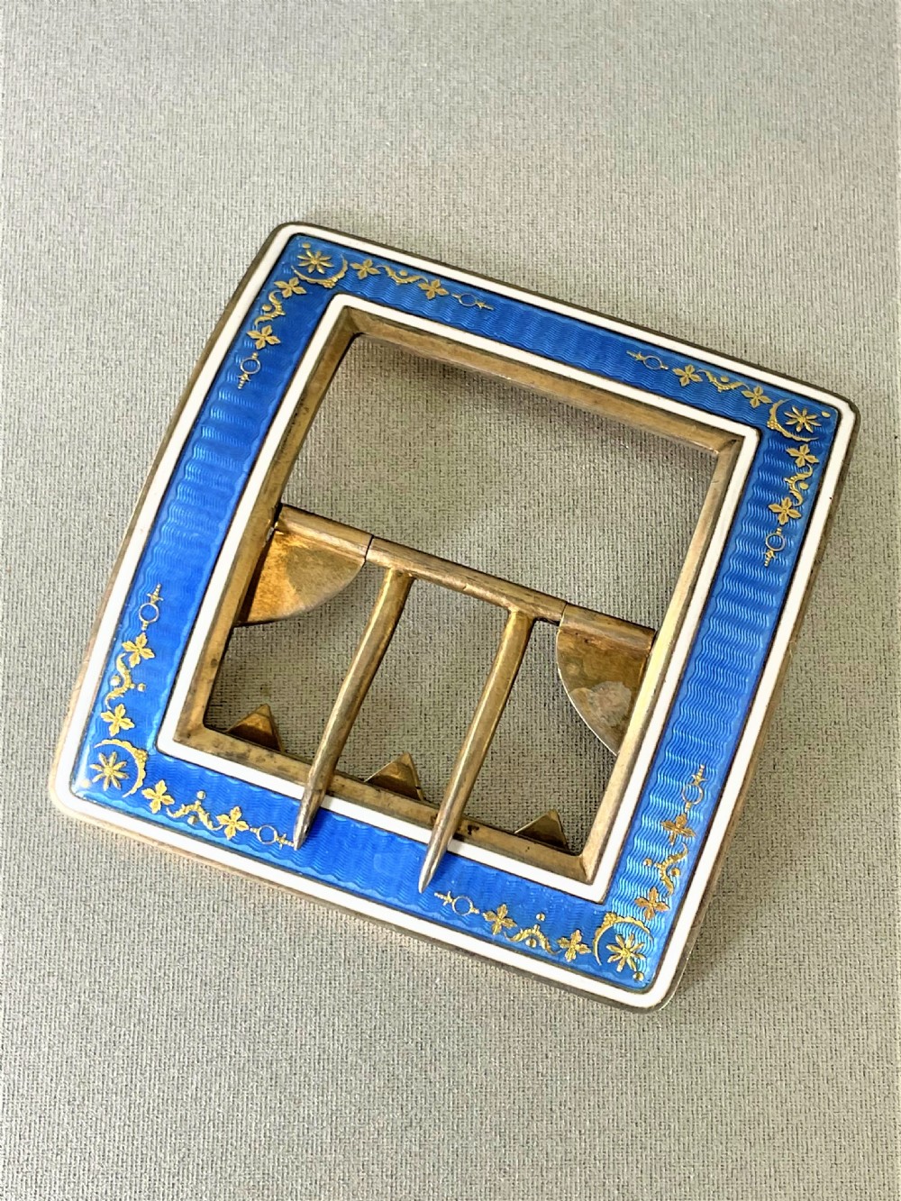 A Stunning Silver Gilt & Guilloche Enamel Buckle