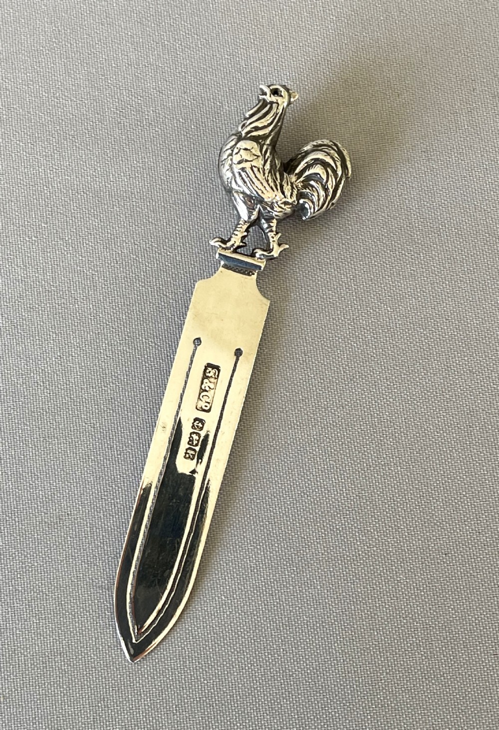 An Edwardian novelty silver rooster bookmark