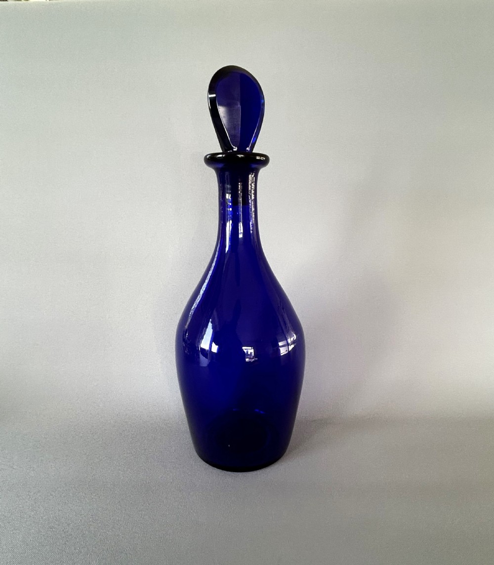 A gorgeous Georgian Bristol Blue liqueur decanter View V