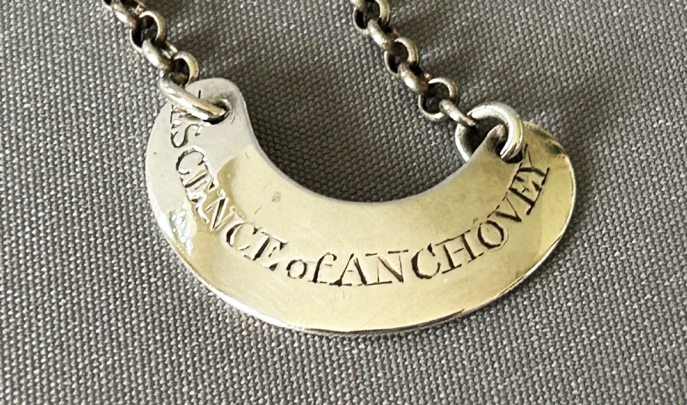 A very rare 'Escence of Anchovey' Georgian silver bottle ticket View II