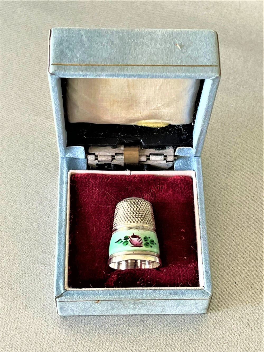 A Rare German Silver & Guilloche Enamel Thimble