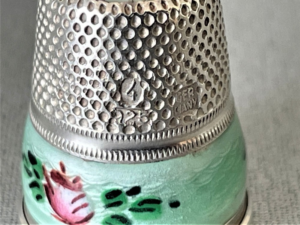 A Rare German Silver & Guilloche Enamel Thimble View VII