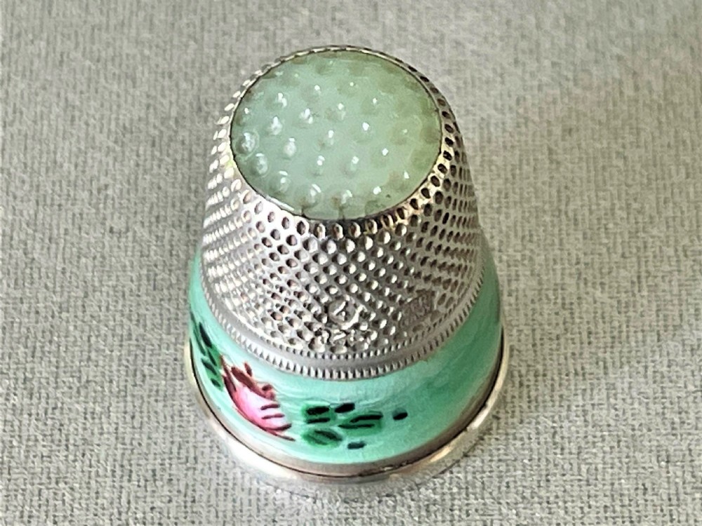A Rare German Silver & Guilloche Enamel Thimble View IX