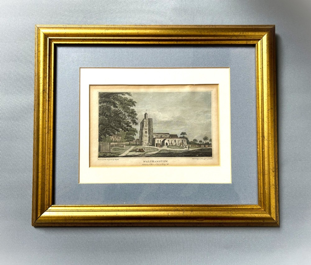 A handsome Georgian hand coloured engraving of Walthamstow Church, London. View II