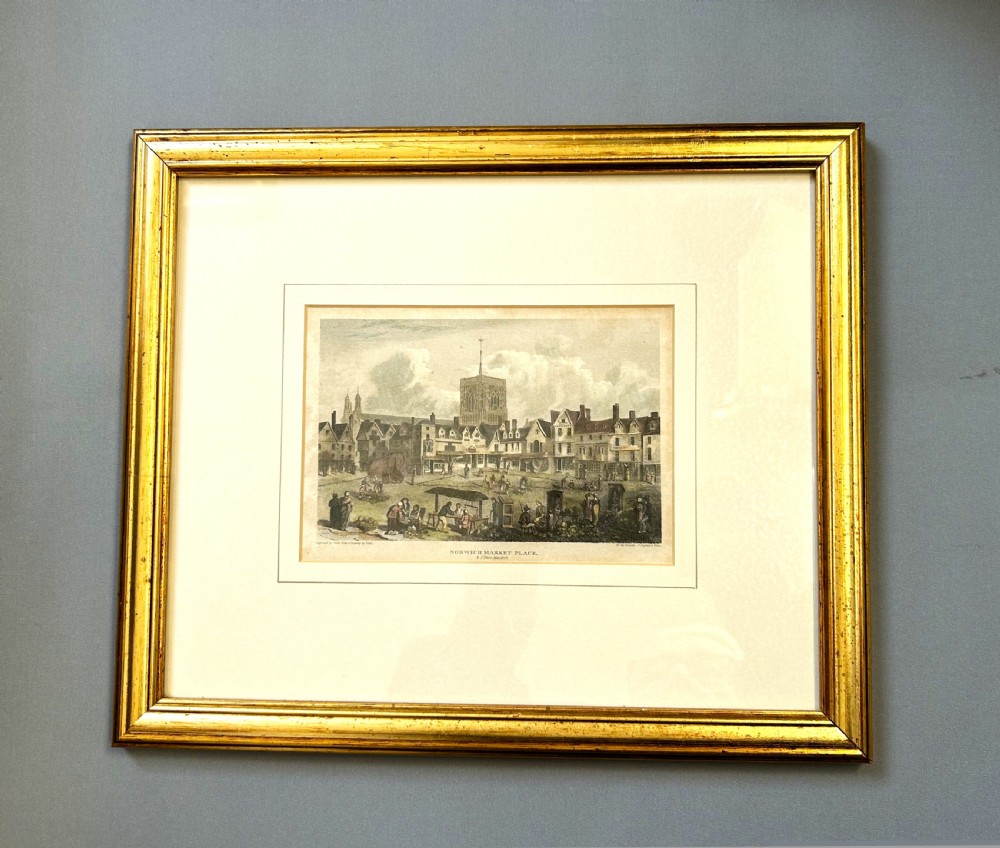 A Georgian copper plate engraving of Norwich Marketplace View VI