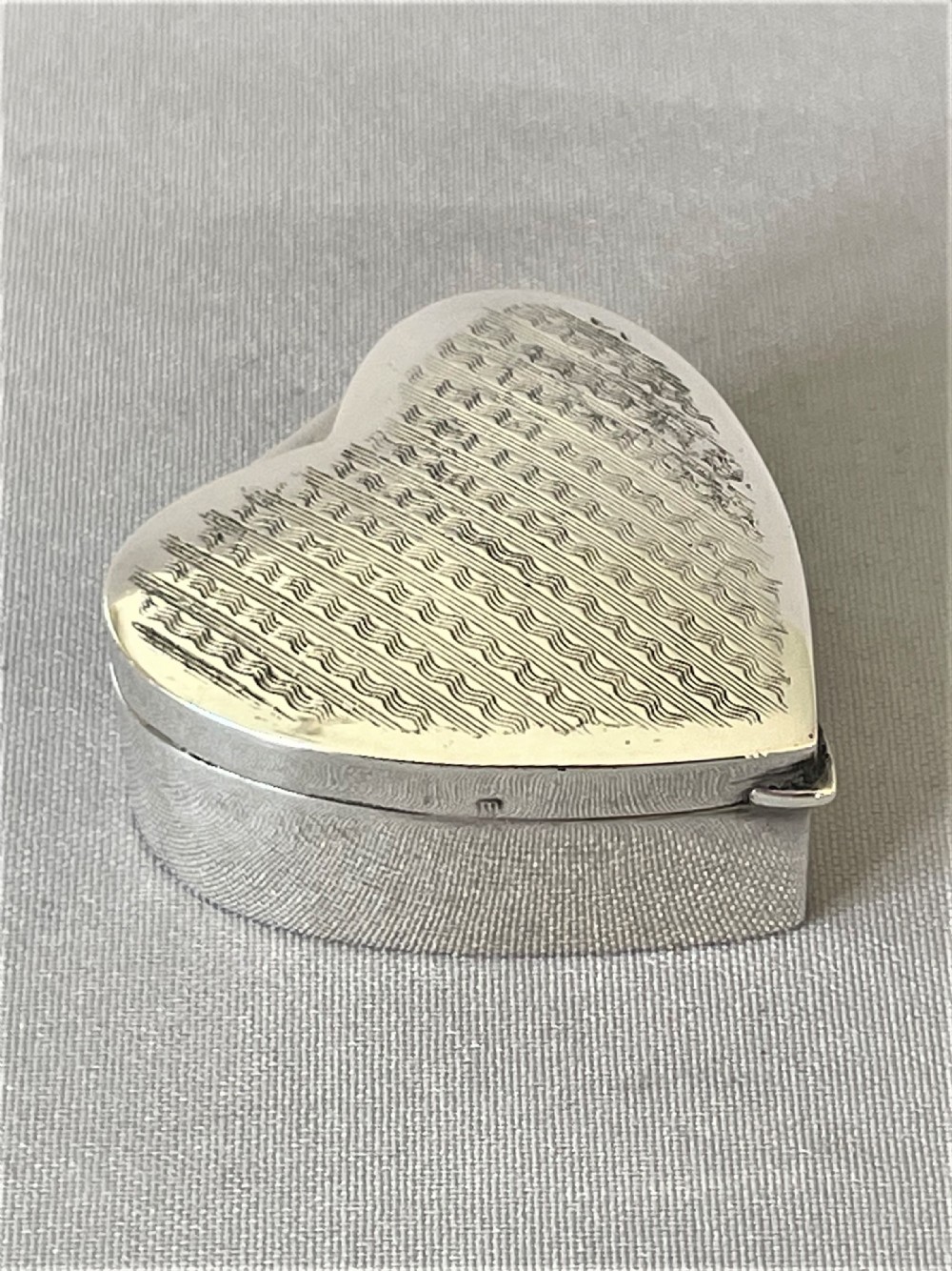 A Lovely Heart Shaped Silver Pillbox