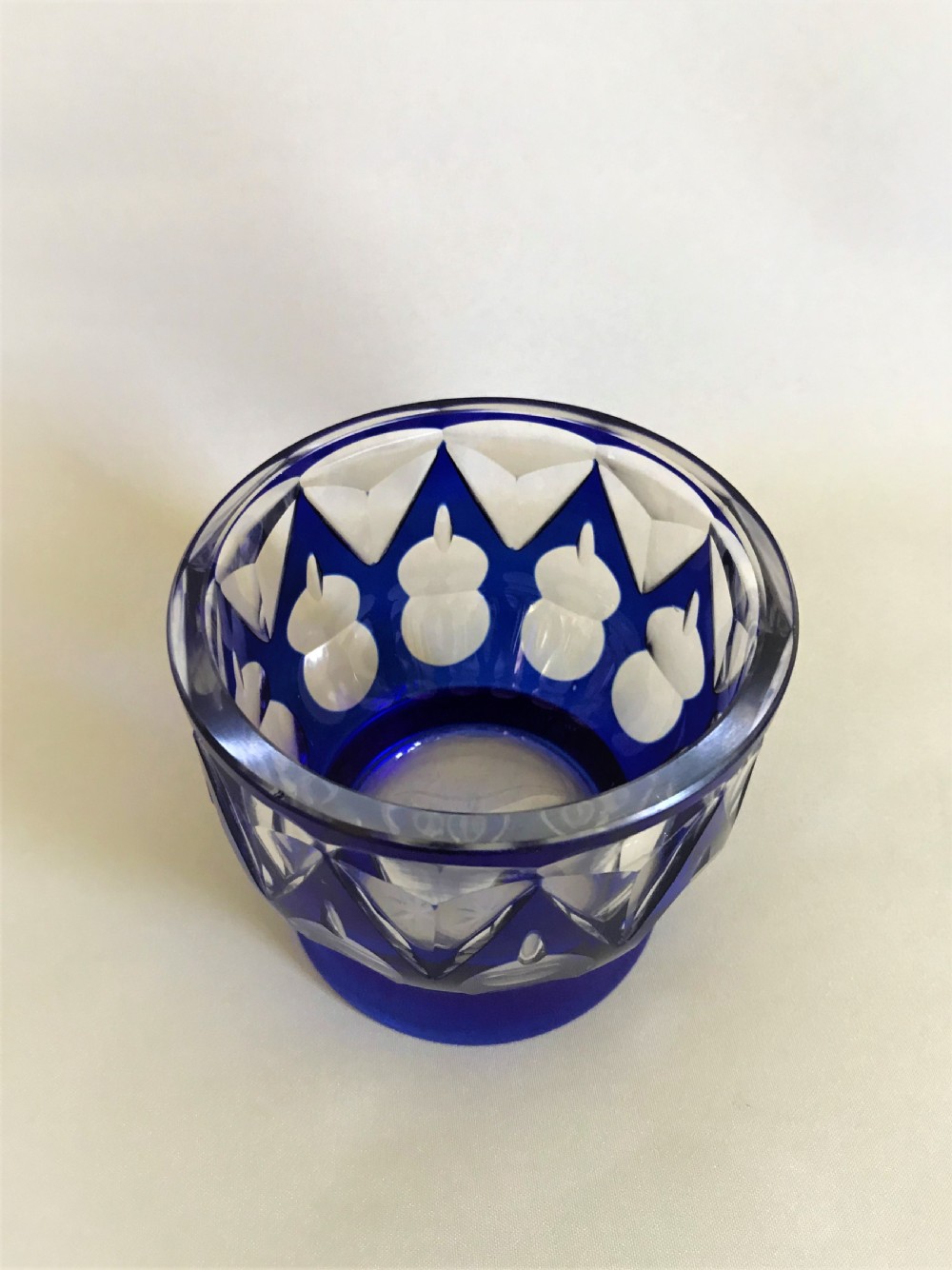 A Lovely Small Victorian Blue Cut Through Sugar Bowl View II