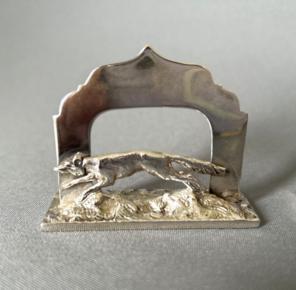 An exceptional pair of fox & hound menu/card holders View II