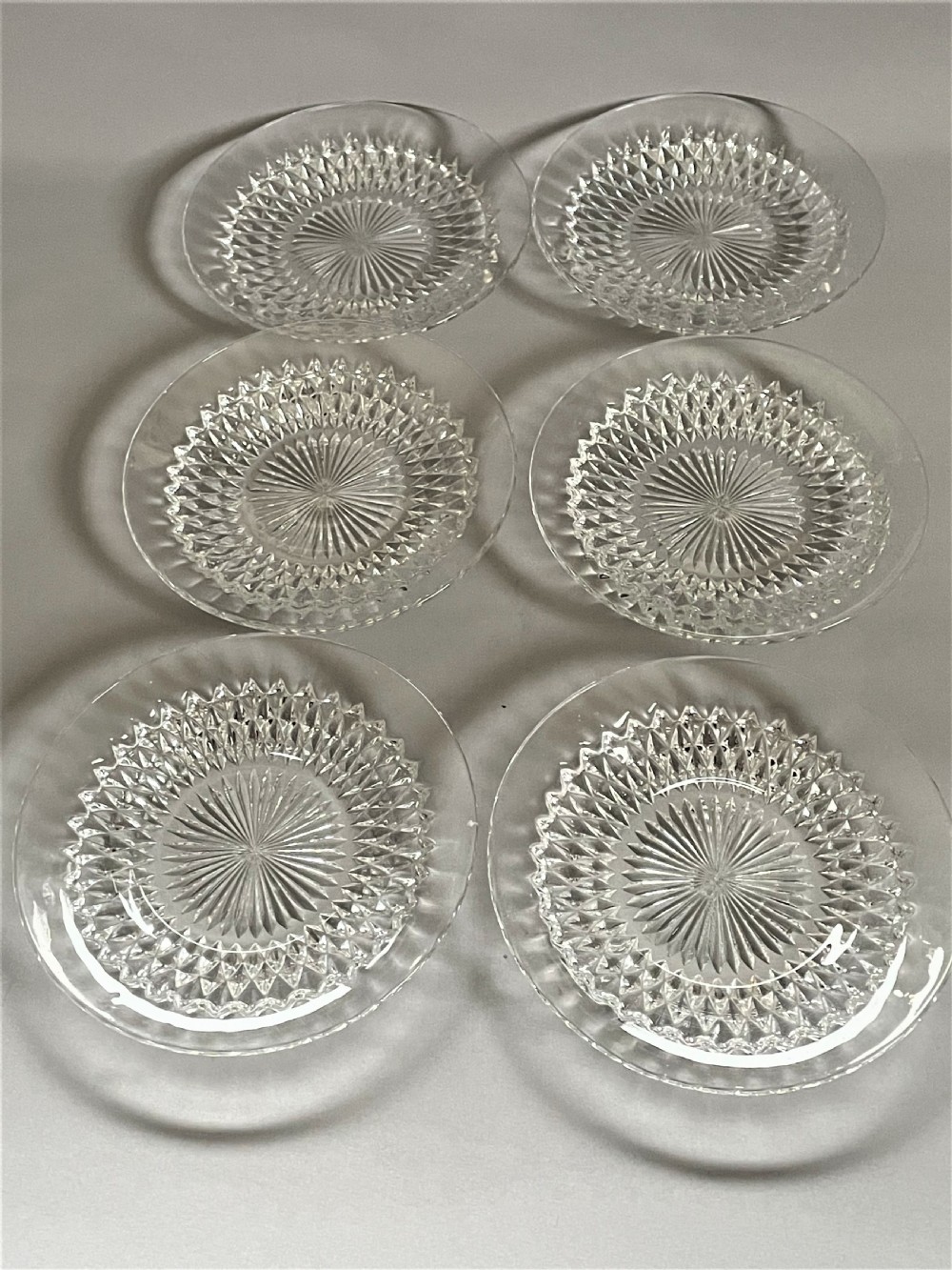 A Delightful Set of Six Glass Ice Plates