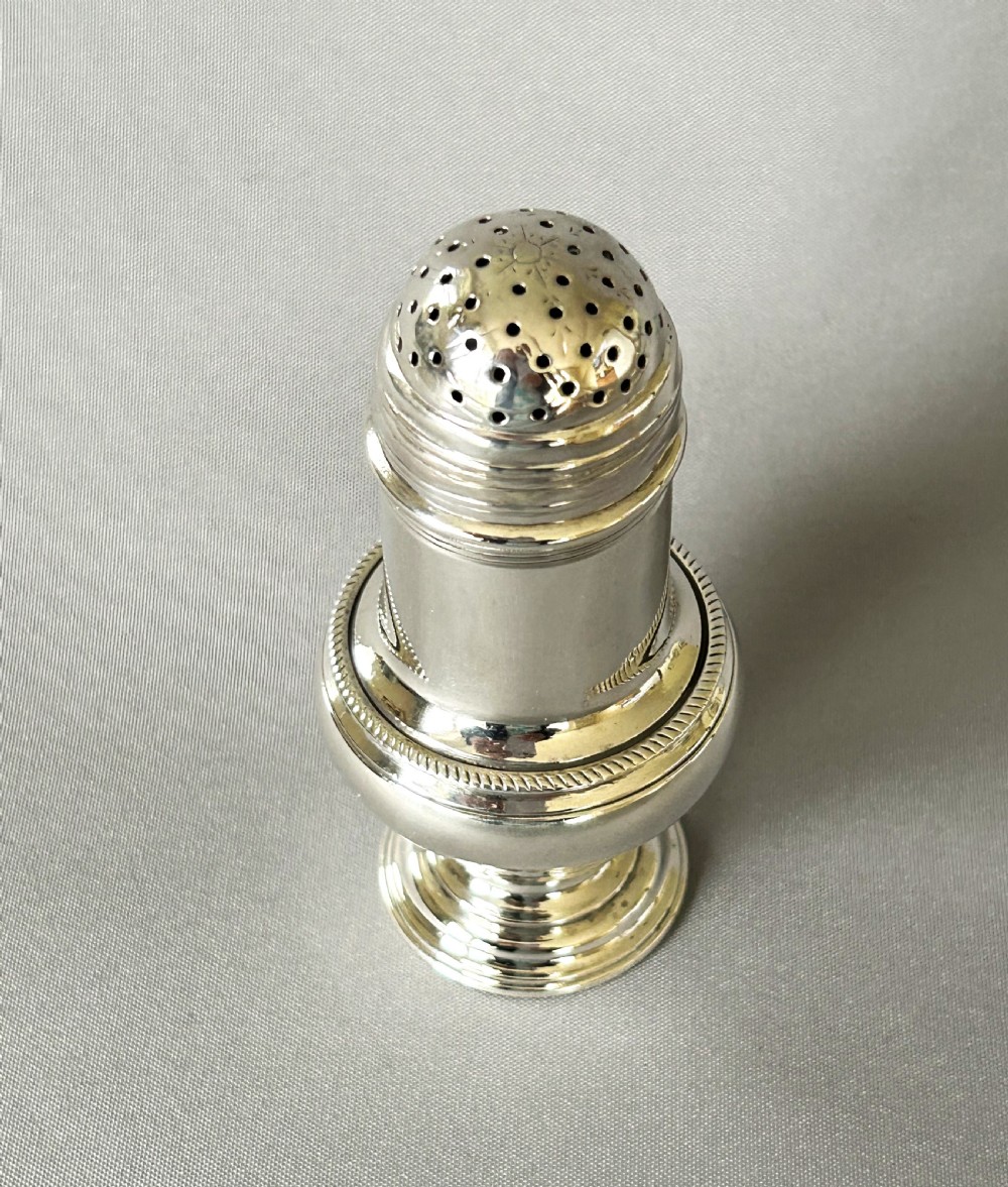 A rare 18th Century silver muffineer View II