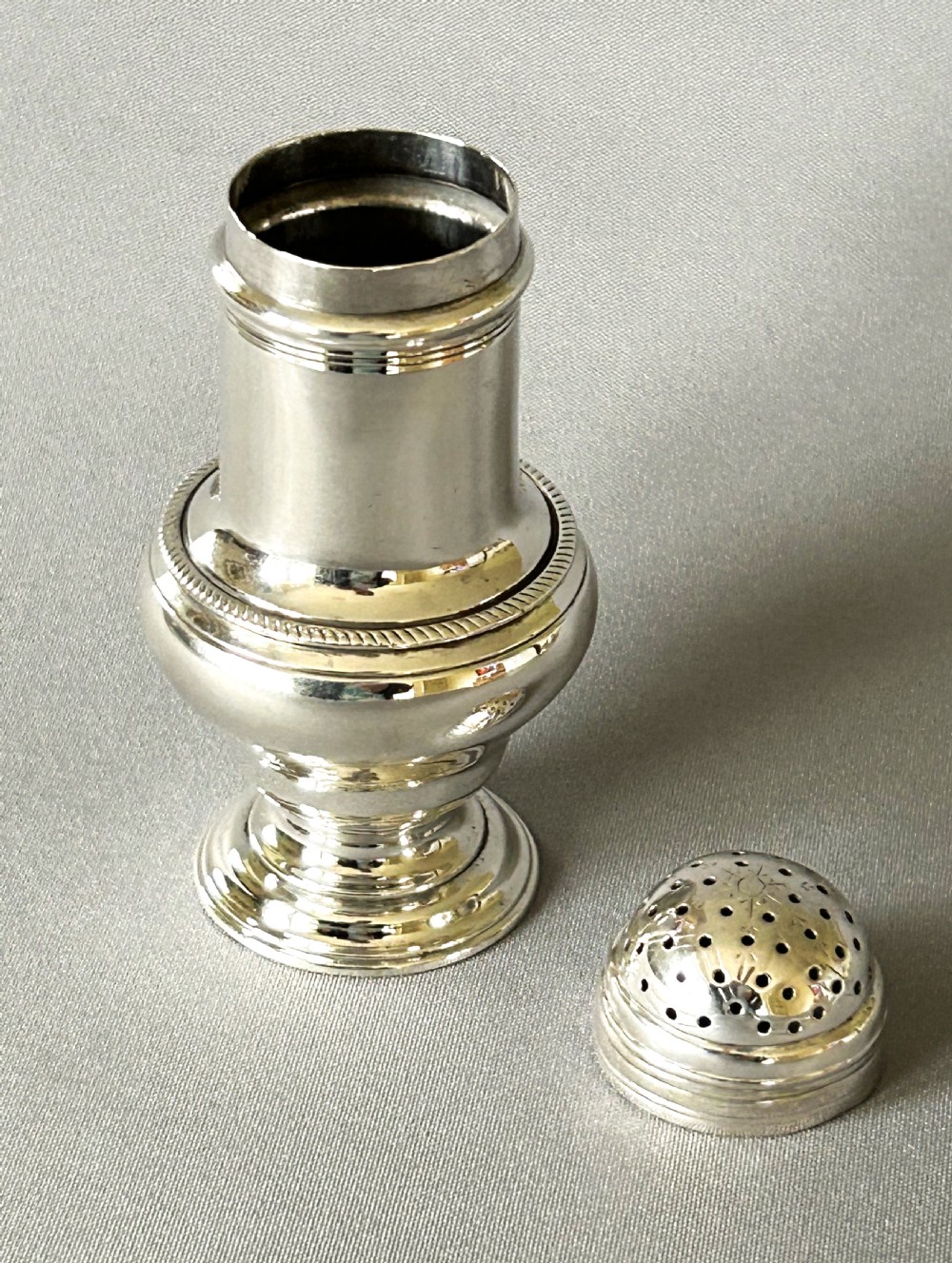 A rare 18th Century silver muffineer View IV