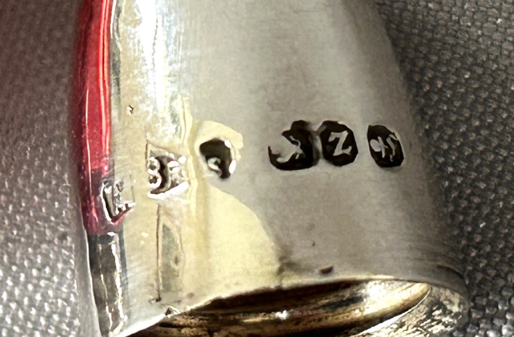A Victorian novelty silver & cranberry glass 'bullet' scent bottle View IV