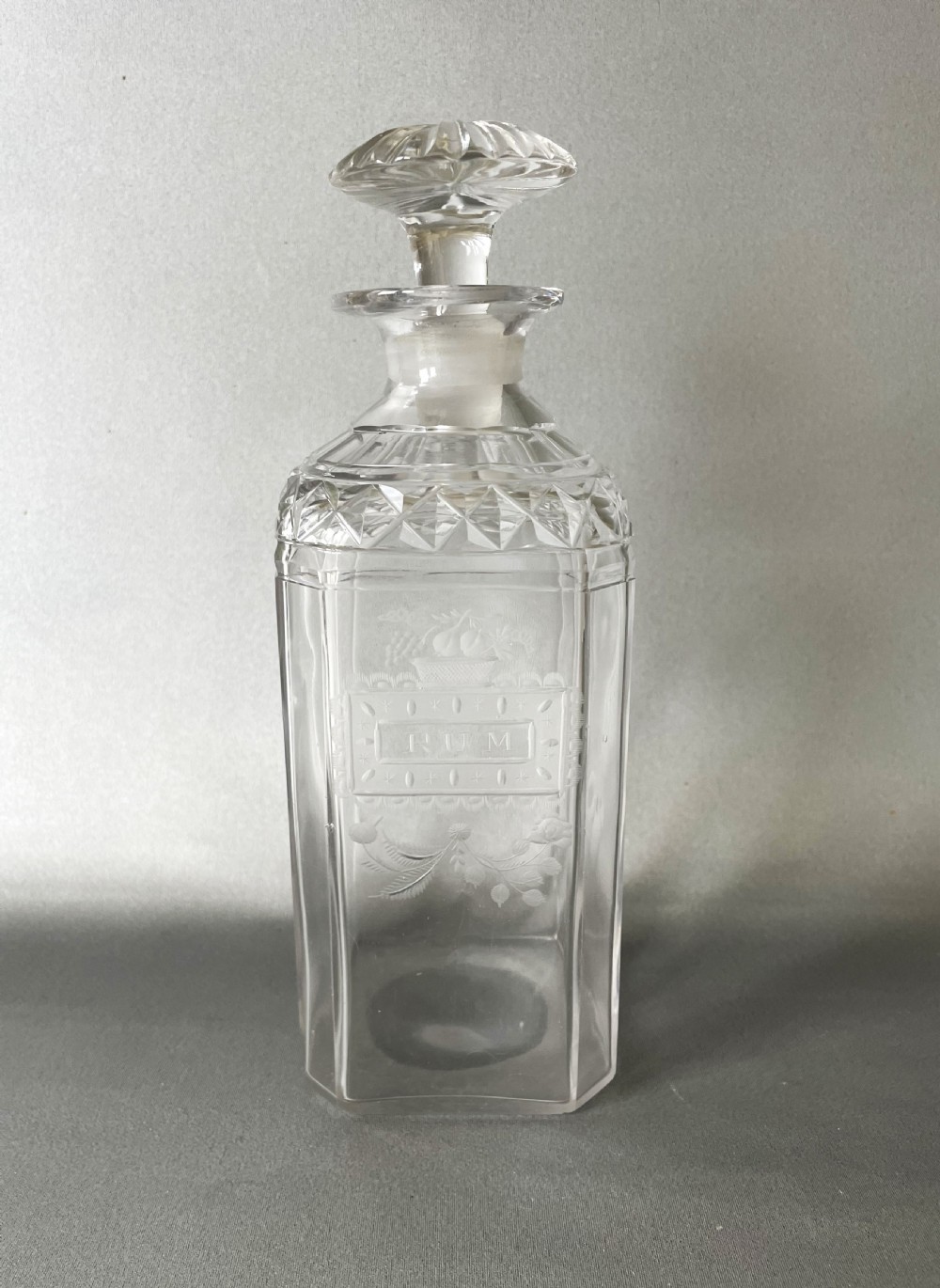 An Unusual Georgian Etched Rum Decanter View II