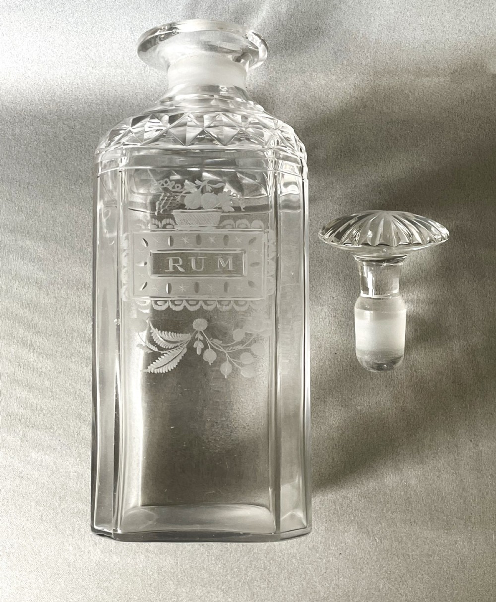 An Unusual Georgian Etched Rum Decanter View V