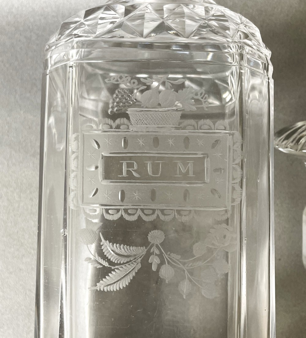 An Unusual Georgian Etched Rum Decanter View VI
