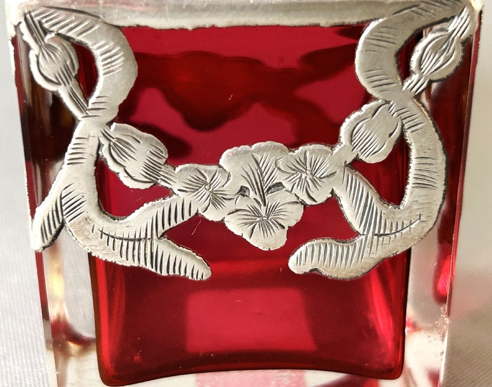 A Superb Edwardian Silver & Cranberry Glass Scent Bottle View III
