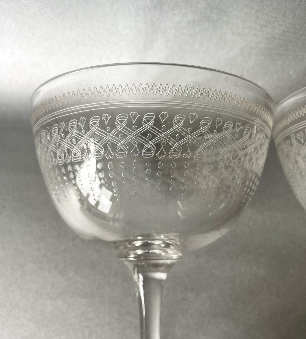 An Elegant Pair Of Edwardian Etched Champagne Bowls View V