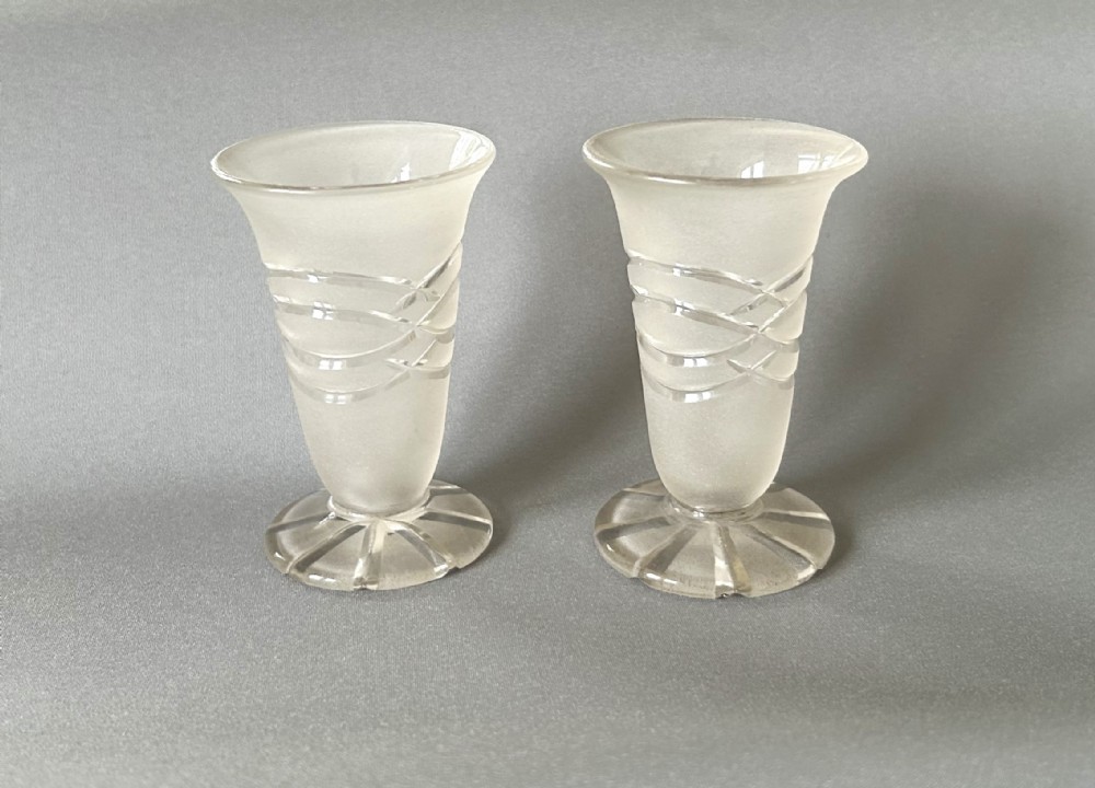 A rare pair of Victorian frosted jelly glasses
