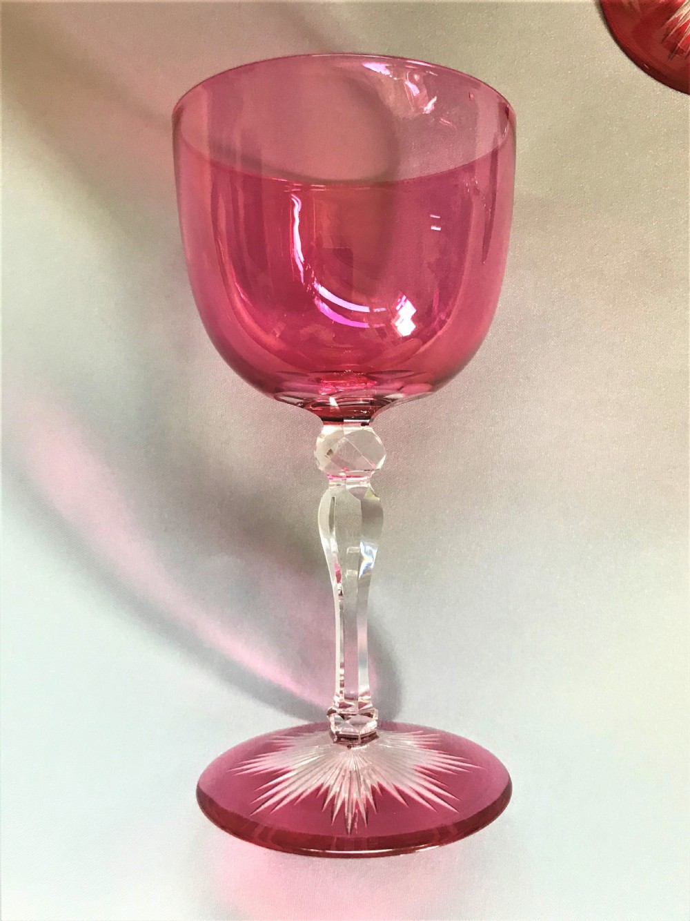 A superb set of 6 Victorian cranberry wine glasses View IV