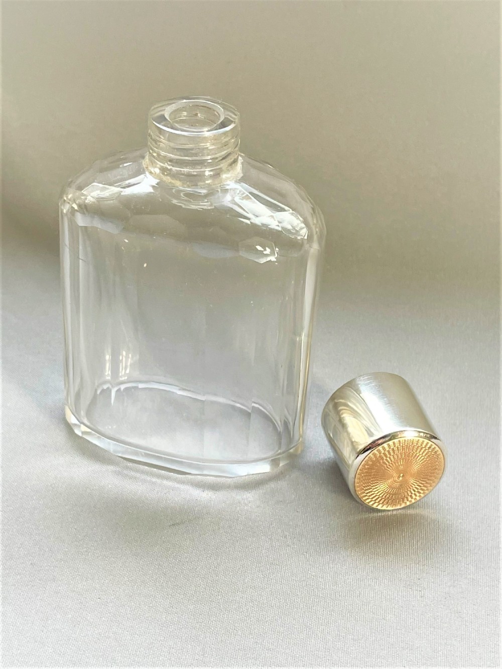 A gorgeous Art Deco silver & enamel topped cologne bottle View IV
