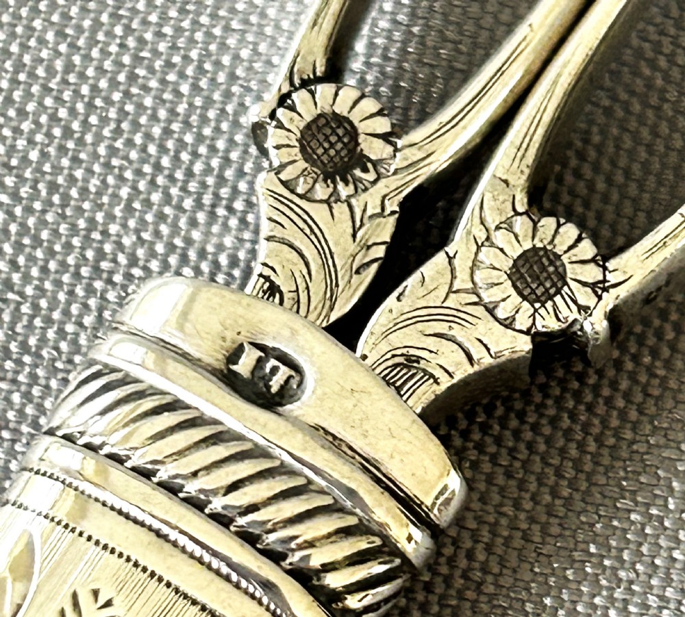 An exquisite pair of Georgian silver cased sewing scissors View III