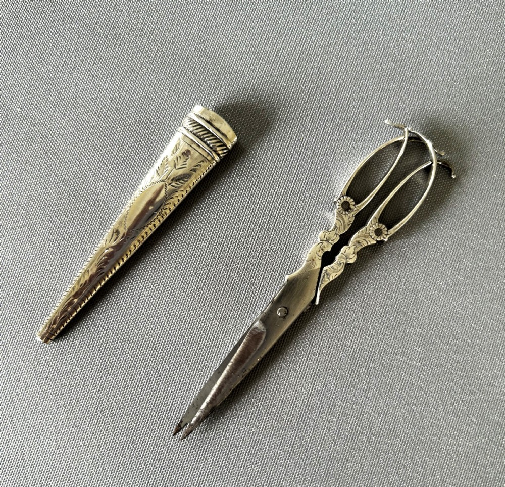 An exquisite pair of Georgian silver cased sewing scissors View VII