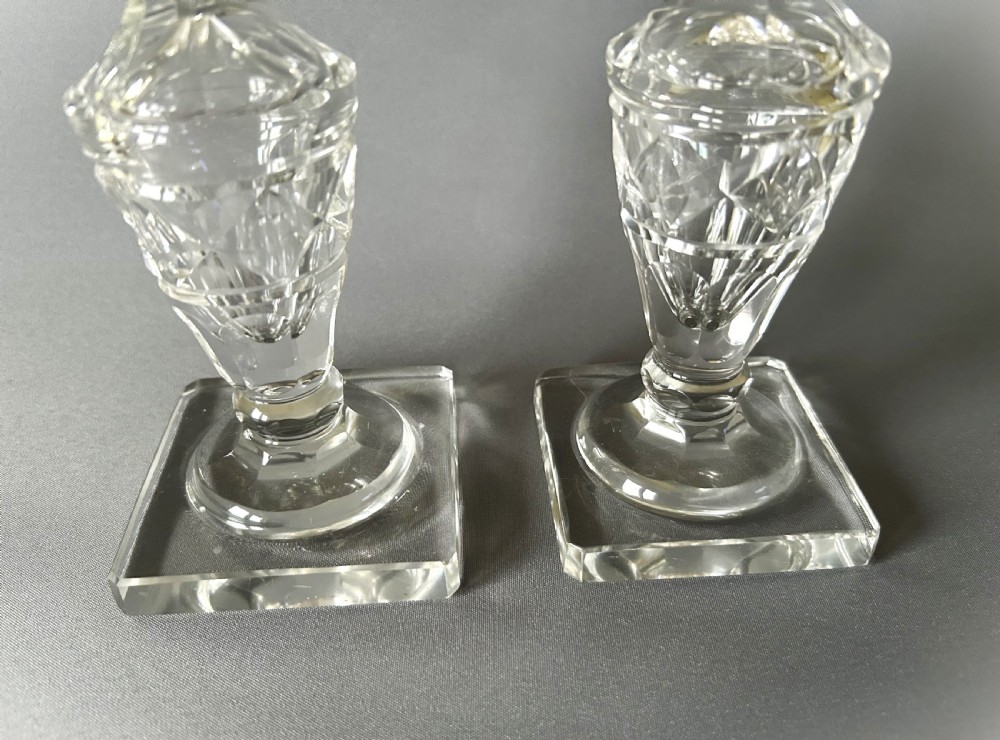 A lovely pair of Georgian revival cut glass candle sticks View IV