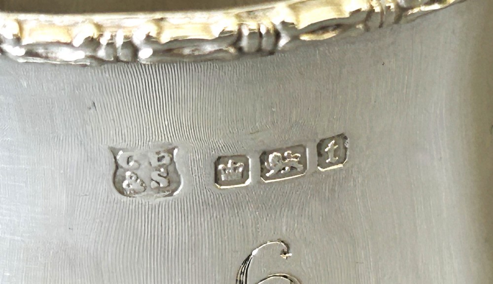 A handsome set of 6 boxed and numbered silver napkin rings View VI