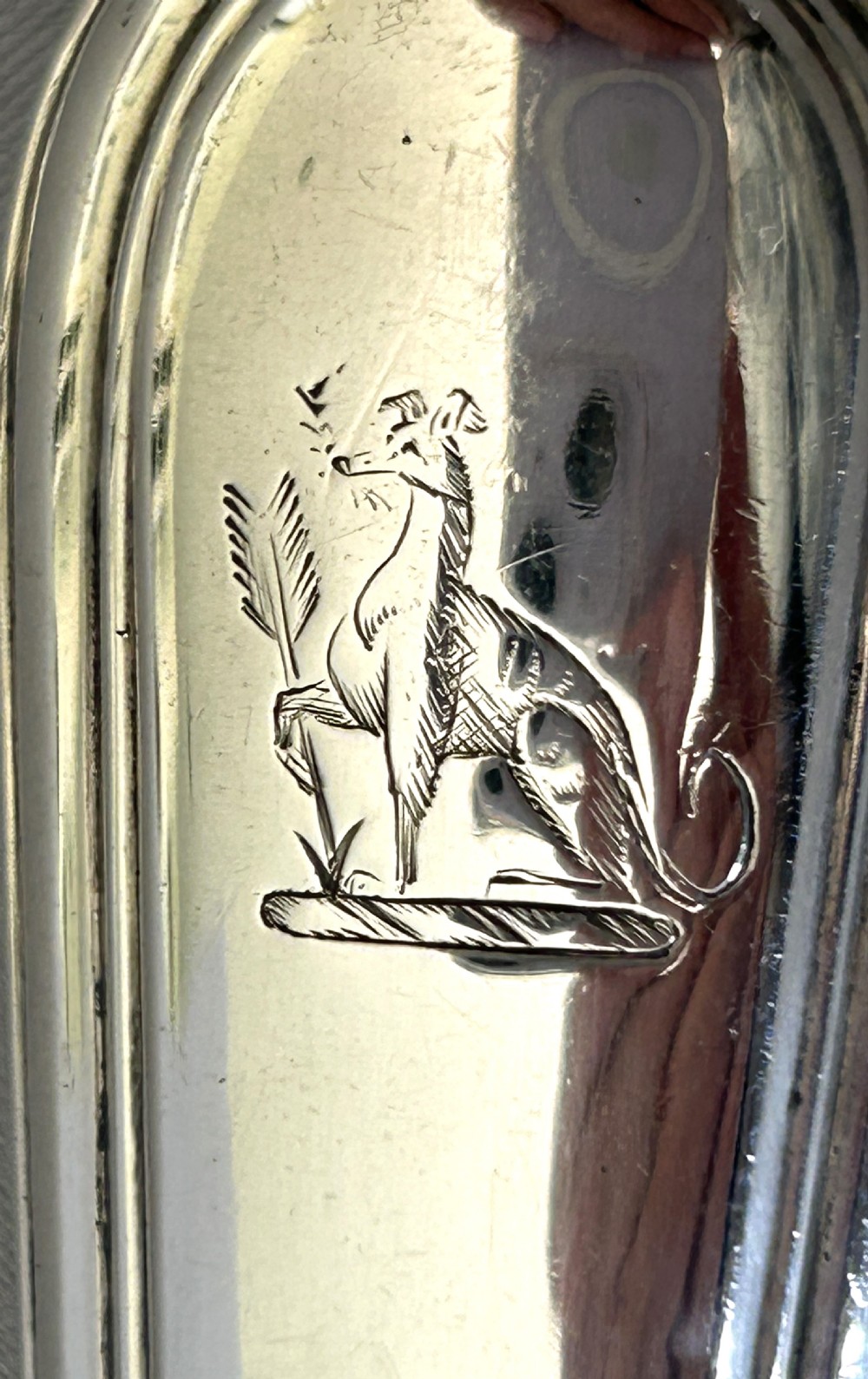 A fabulous Georgian mechanised silver stilton scoop View VI