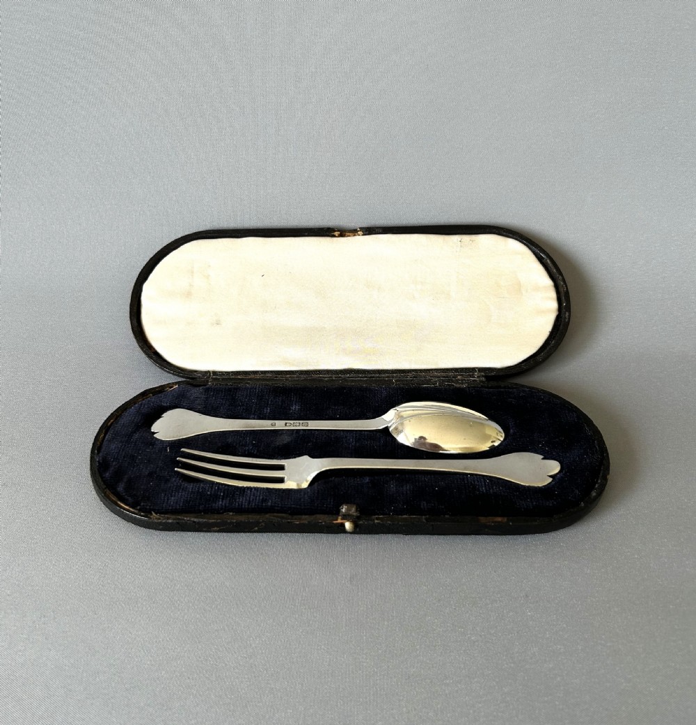 A gorgeous boxed silver Christening set View II