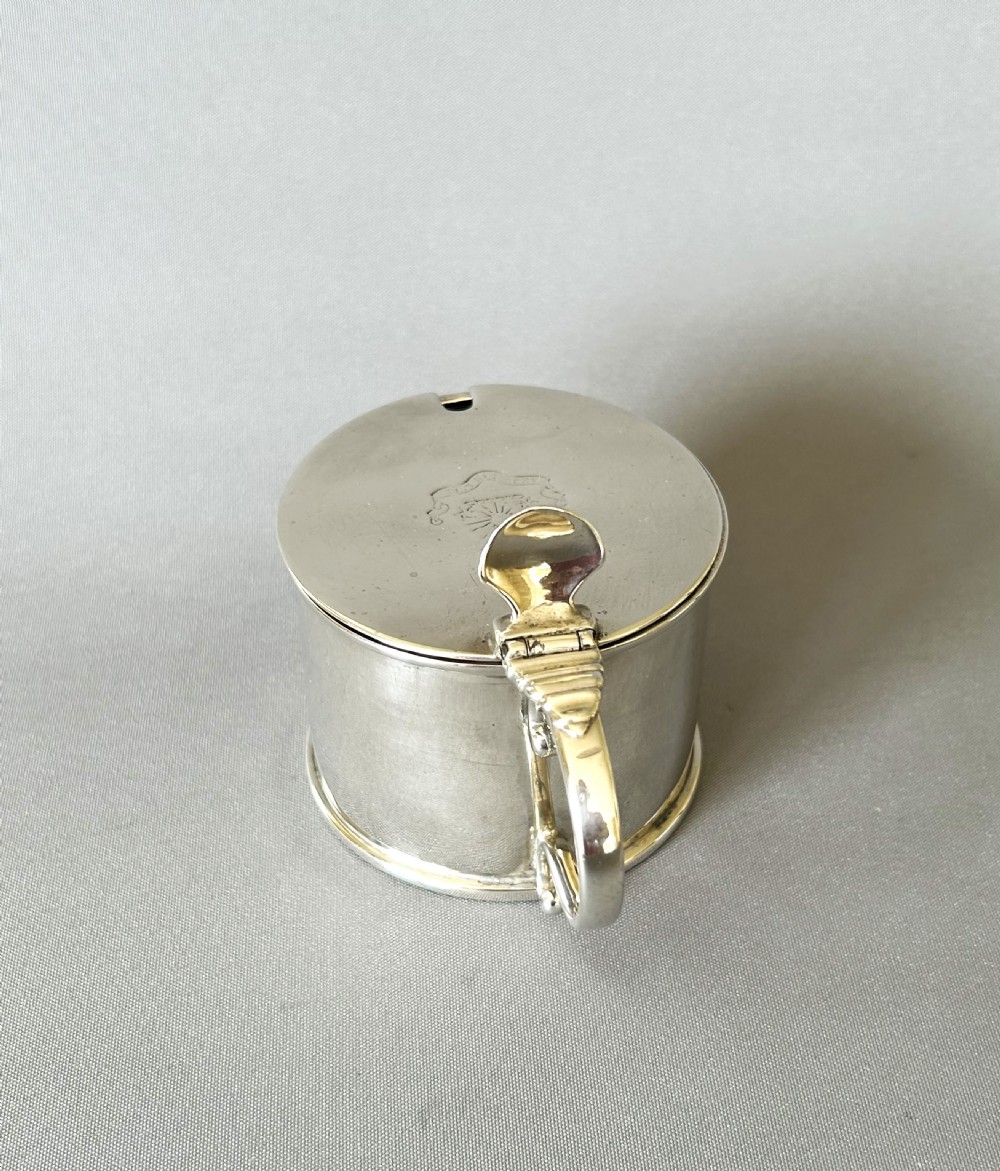A rare large 18th Century silver drum mustard pot View V