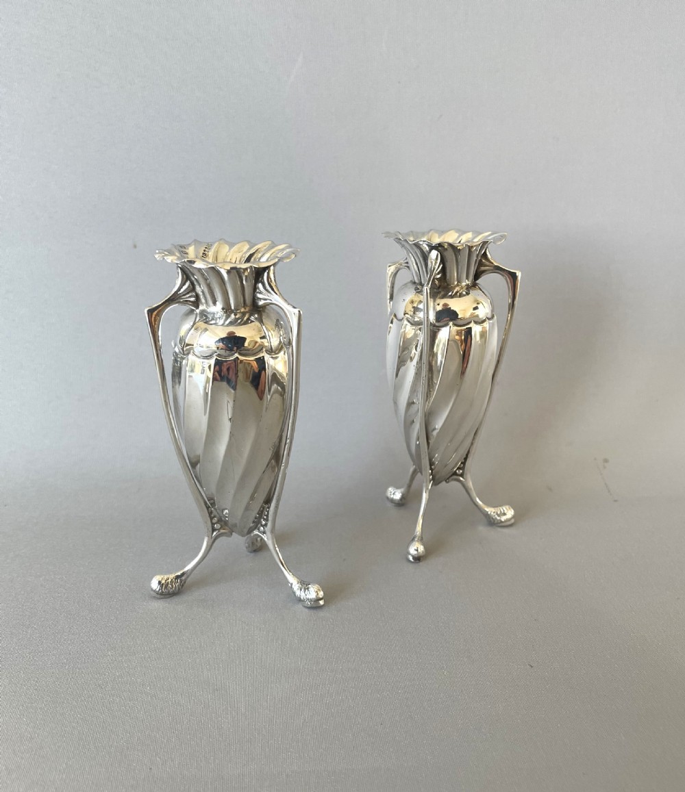 A lovely pair of Victorian silver bud vases