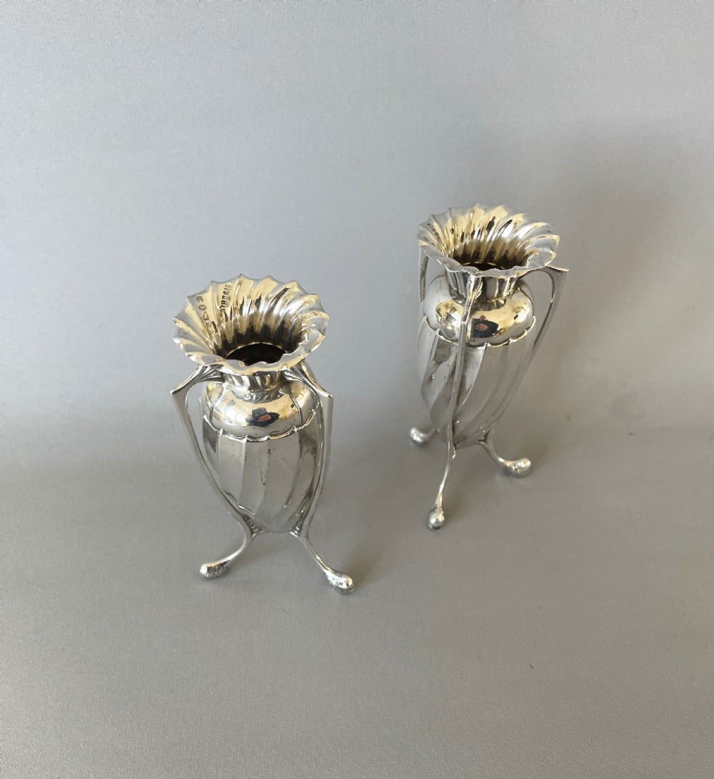 A lovely pair of Victorian silver bud vases View II