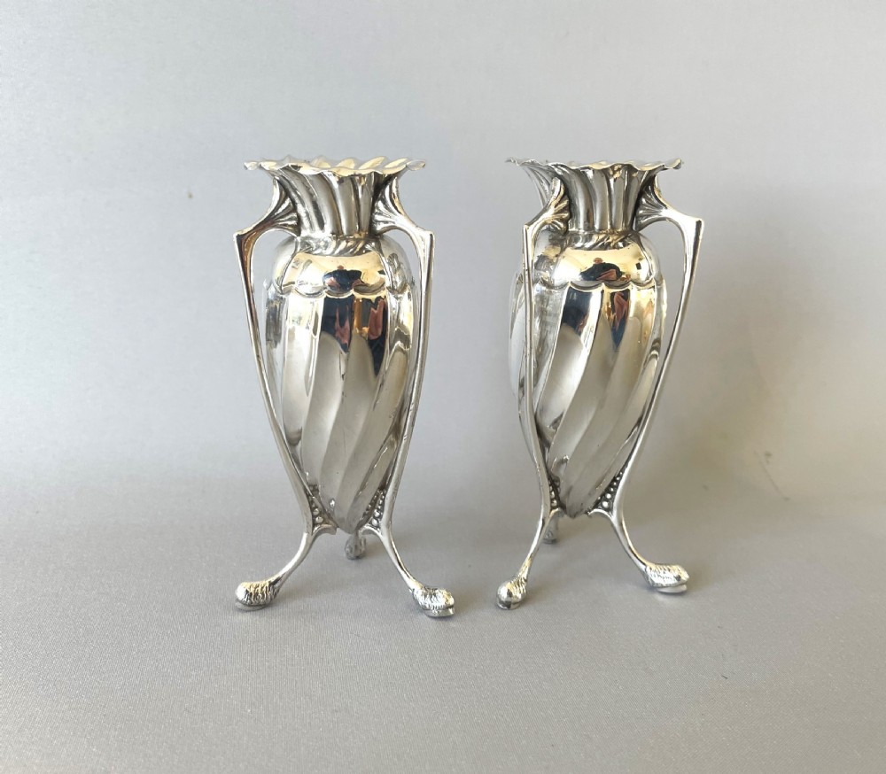 A lovely pair of Victorian silver bud vases View III