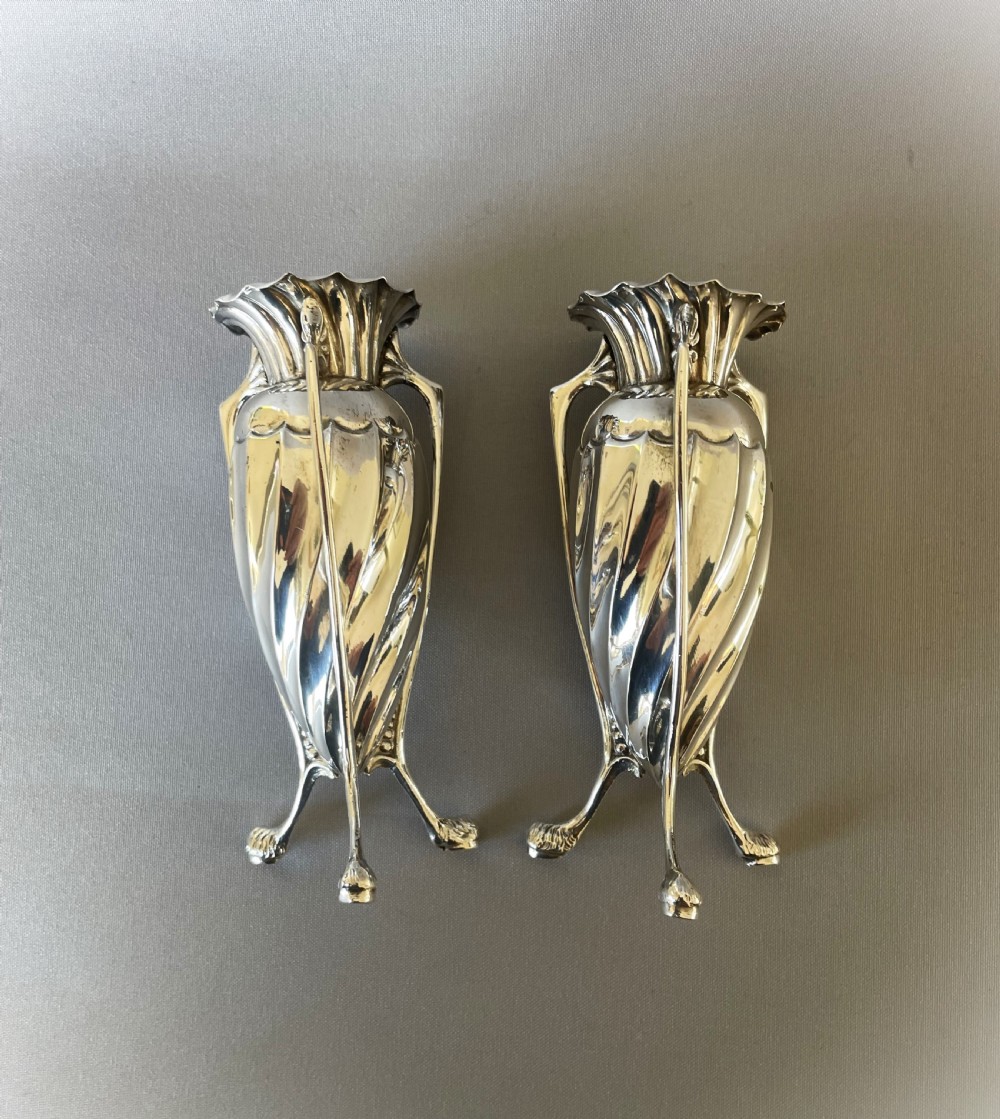A lovely pair of Victorian silver bud vases View V