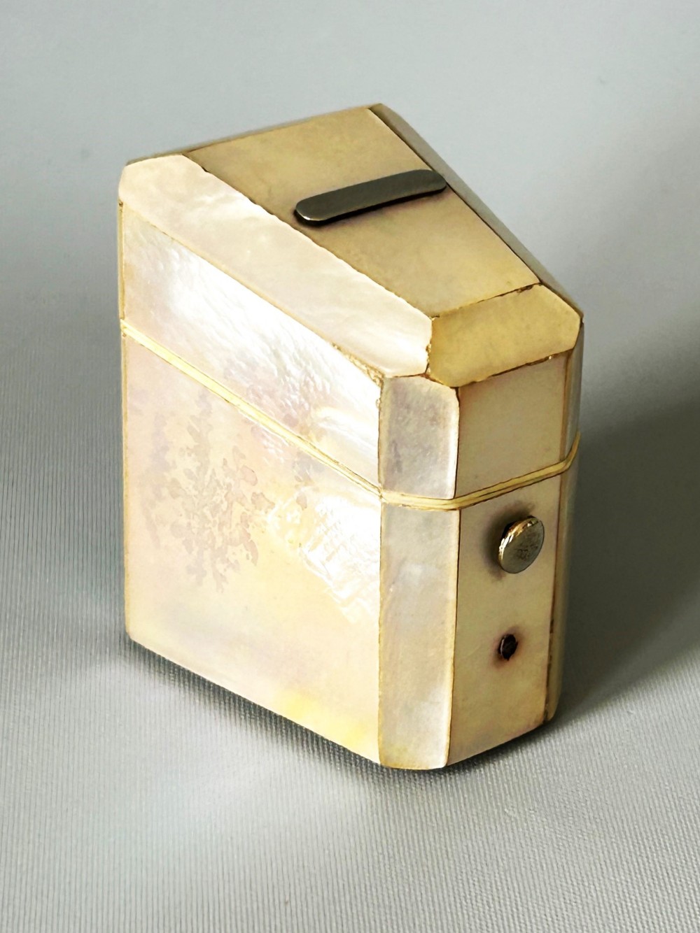 A Victorian novelty silver & mother-of-pearl needle case
