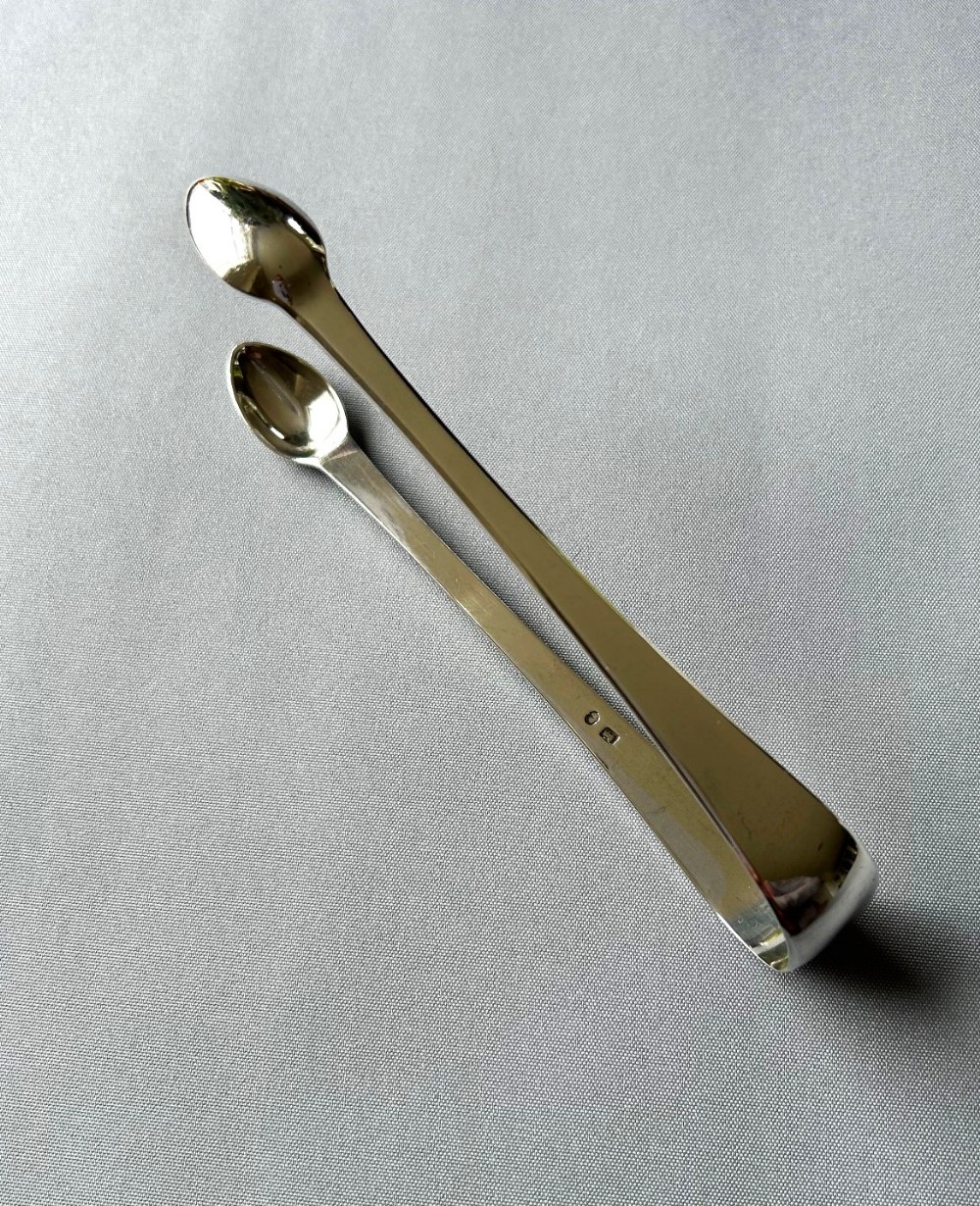 A rare pair of York silver Georgian tongs