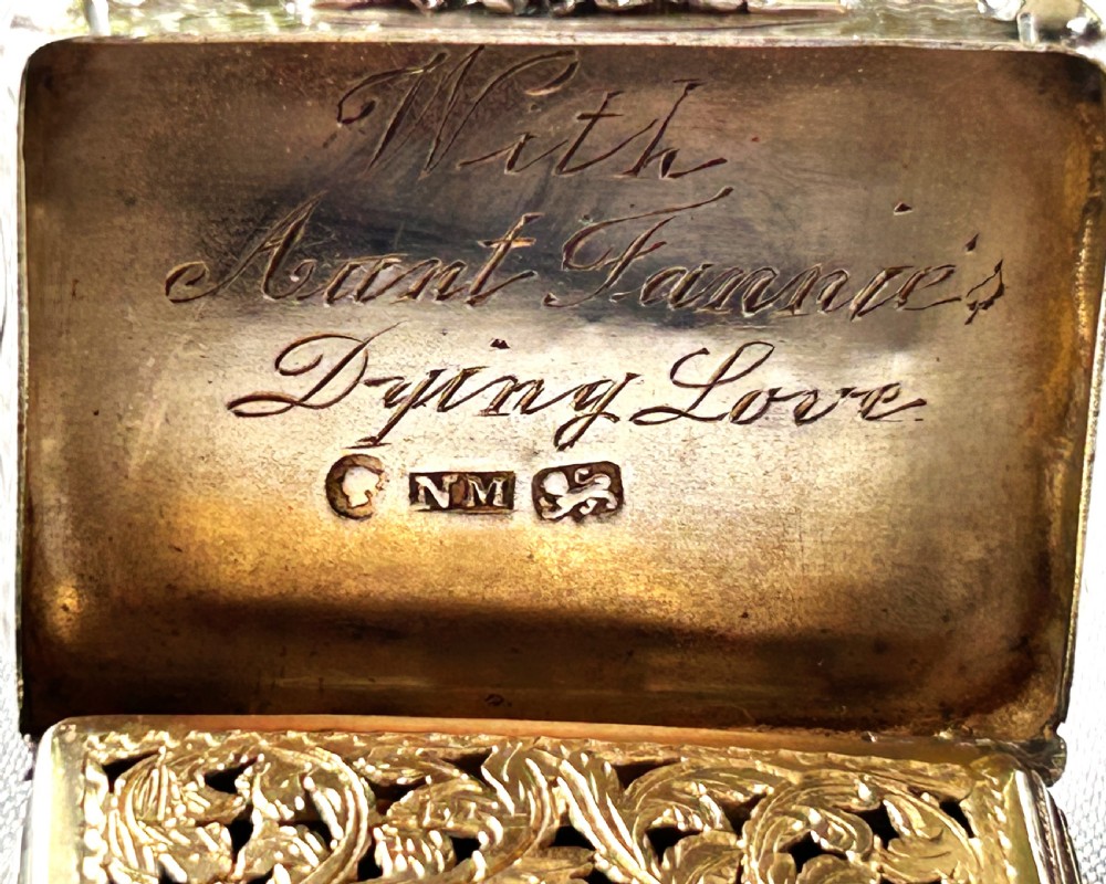 A superb Nathaniel Mills silver gilt vinaigrette View VIII