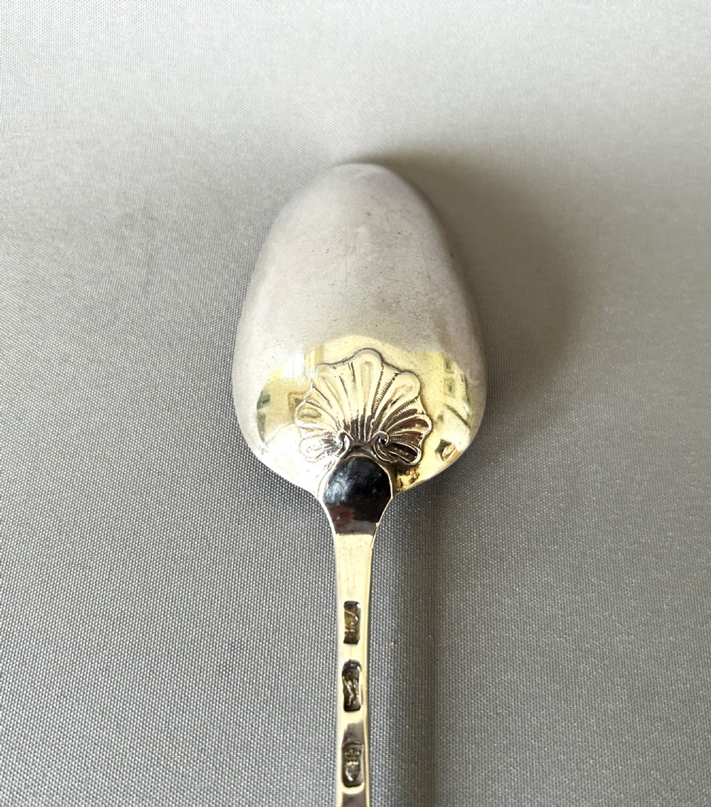 A fine 18th Century shell back silver table spoon View III