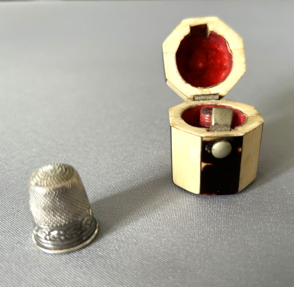 A lovely mid Victorian novelty 'tea caddy' thimble holder View VII