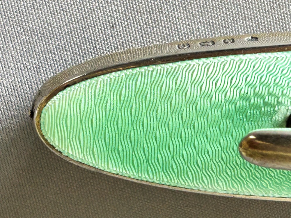 An Art Deco silver & guilloche enamel nail buffer View VI