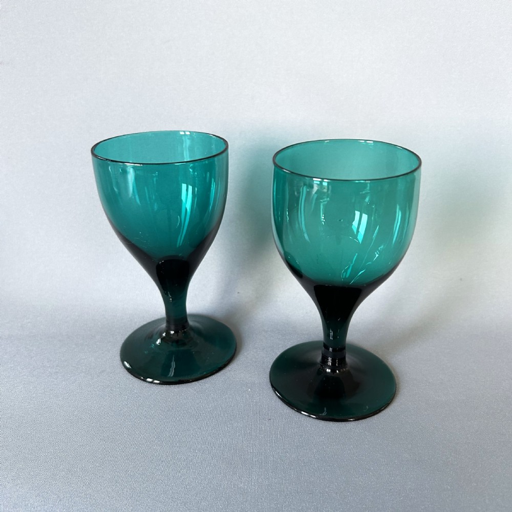 A gorgeous pair of Bristol Green Georgian wine glasses