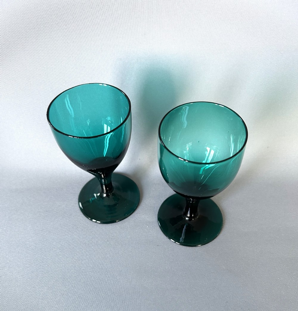 A gorgeous pair of Bristol Green Georgian wine glasses View II