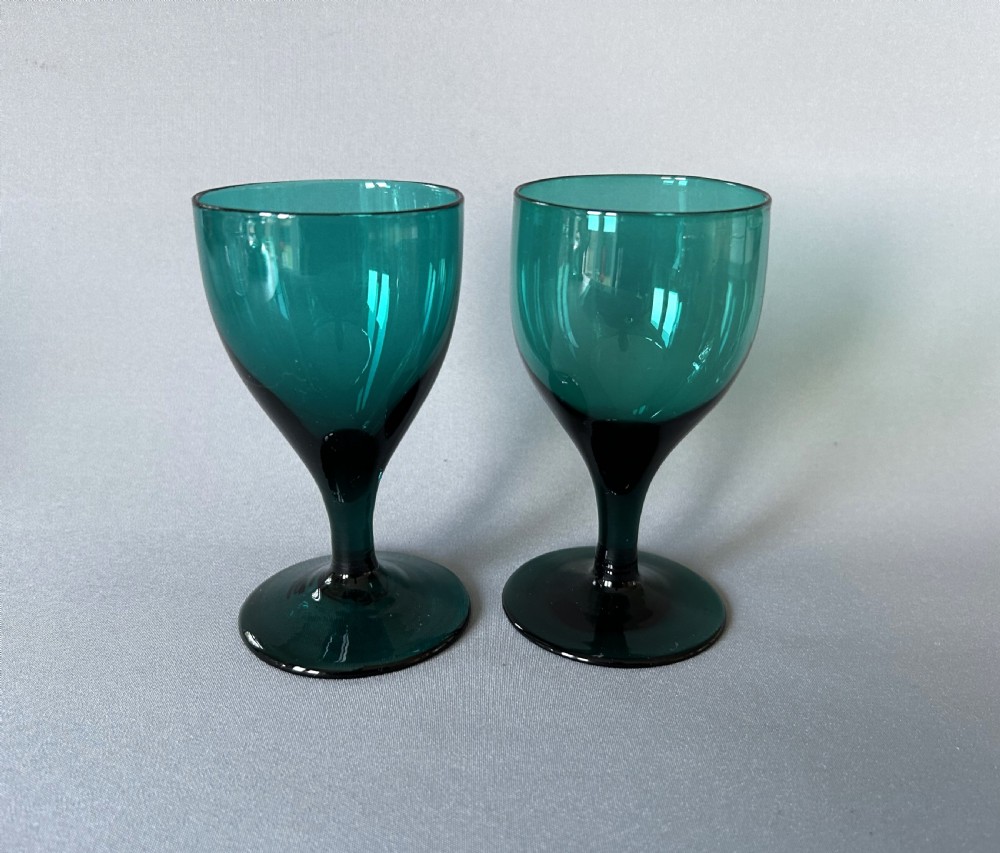 A gorgeous pair of Bristol Green Georgian wine glasses View III