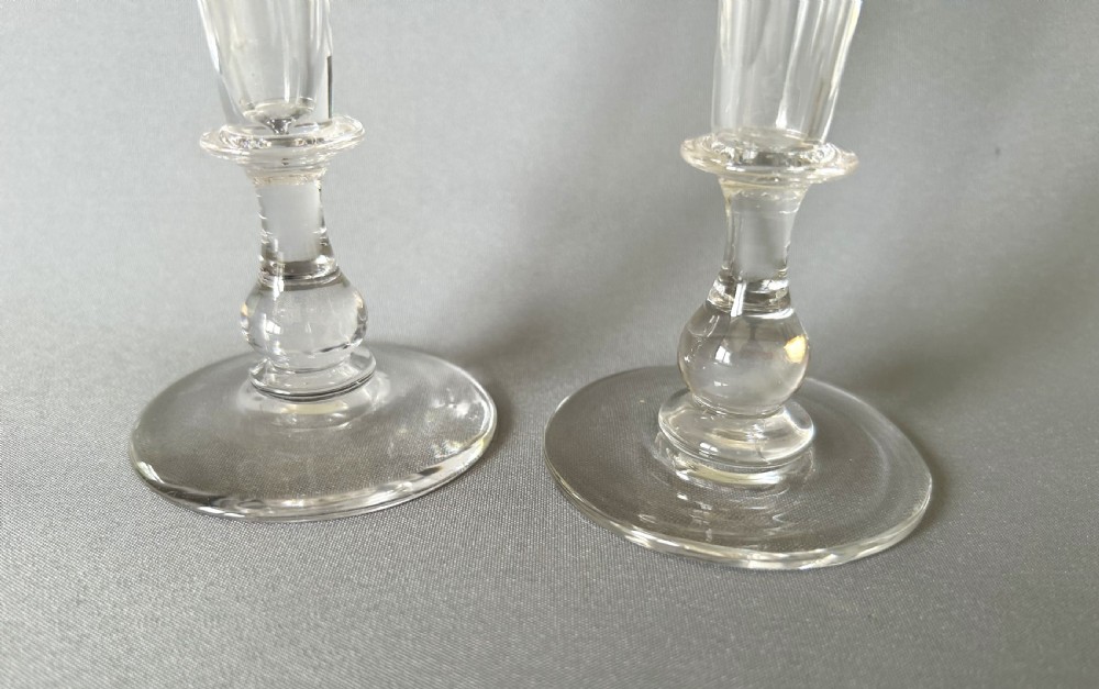 A pair of early Victorian cut glass champagne flutes View III