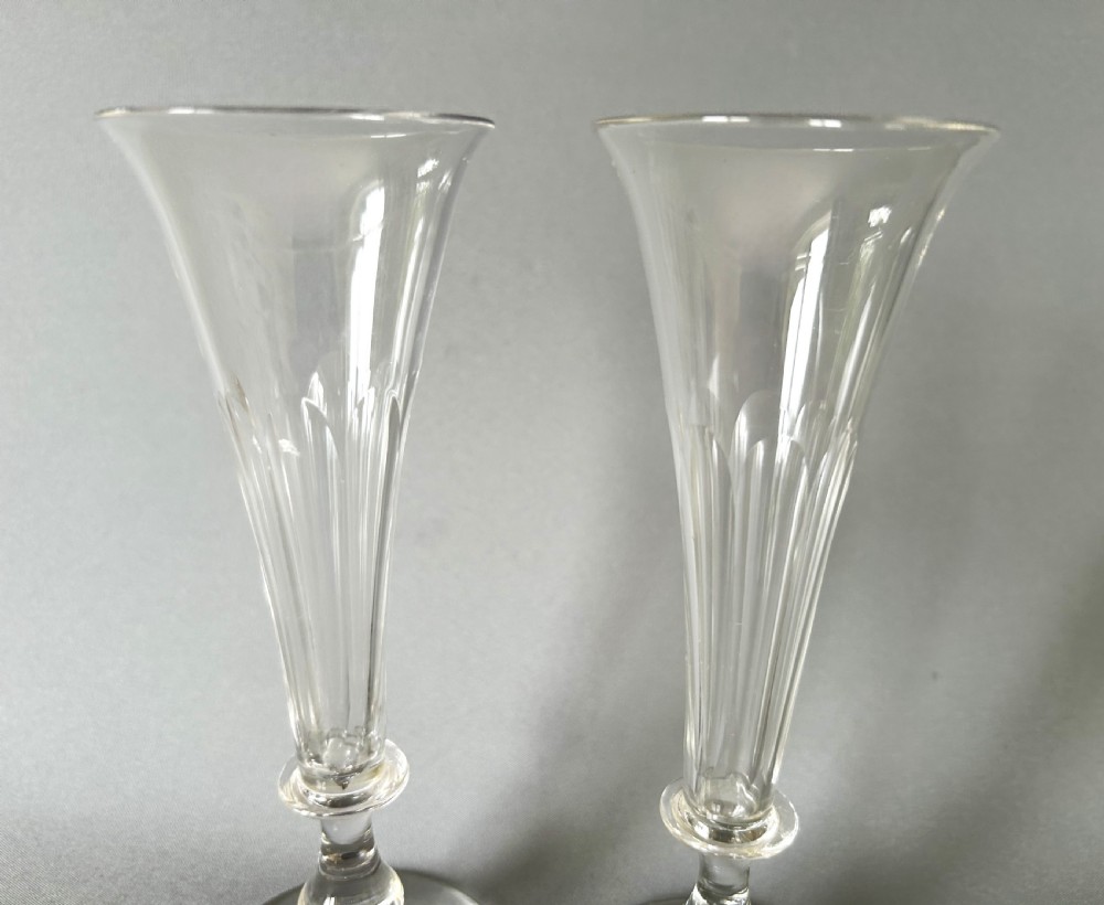 A pair of early Victorian cut glass champagne flutes View IV