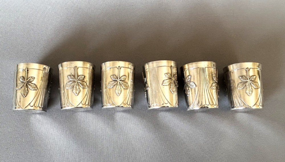 A wonderful set of 6 Parisian silver gilt shot glasses View VI